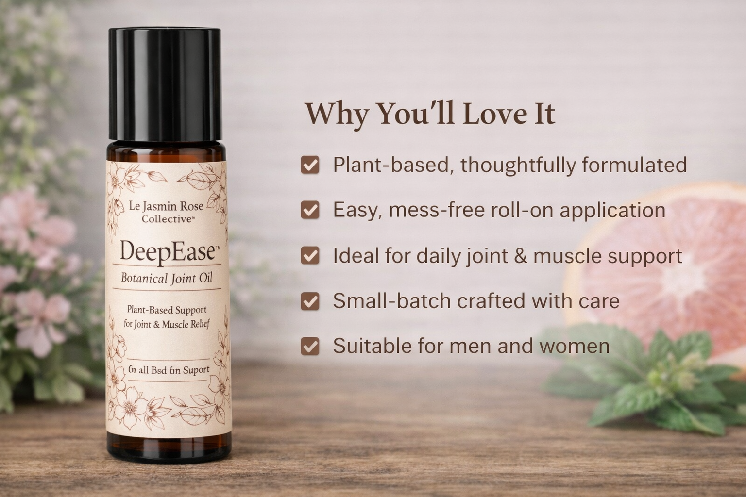 DeepEase™ Botanical Joint Oil | Plant-Based Support for Joint & Muscle Relief | Herbal Roll-On | 10 ml