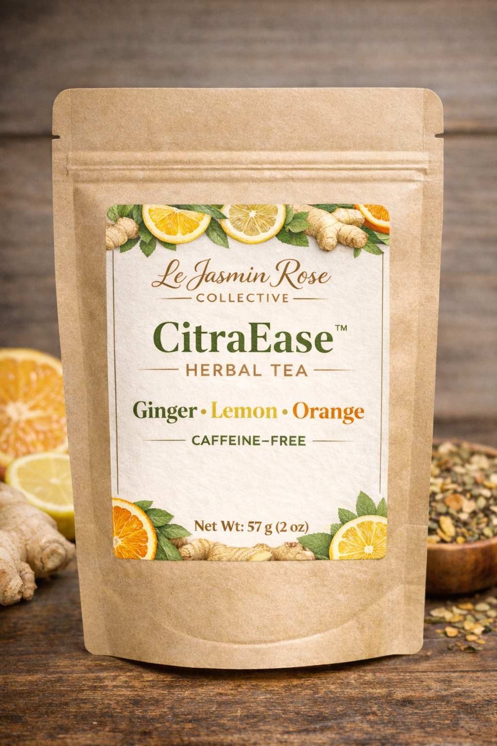 CitraEase Herbal Tea | Caffeine-Free Ginger Lemon Orange Blend