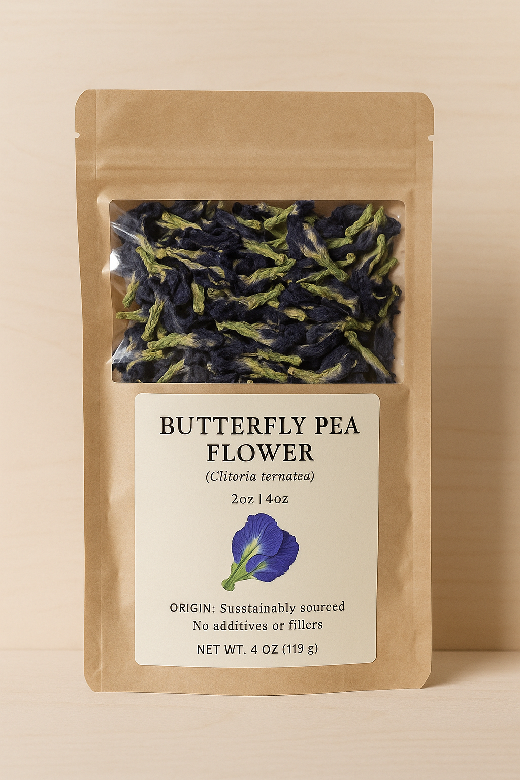Dried Butterfly Pea Flower (Clitoria ternatea) – Vibrant Blue Herbal Tea for Mood & Beauty
