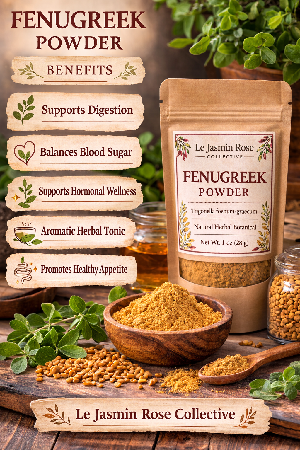 Fenugreek Seed Powder – Ground Fenugreek Seed | Aromatic Herbal Botanical | 1 oz